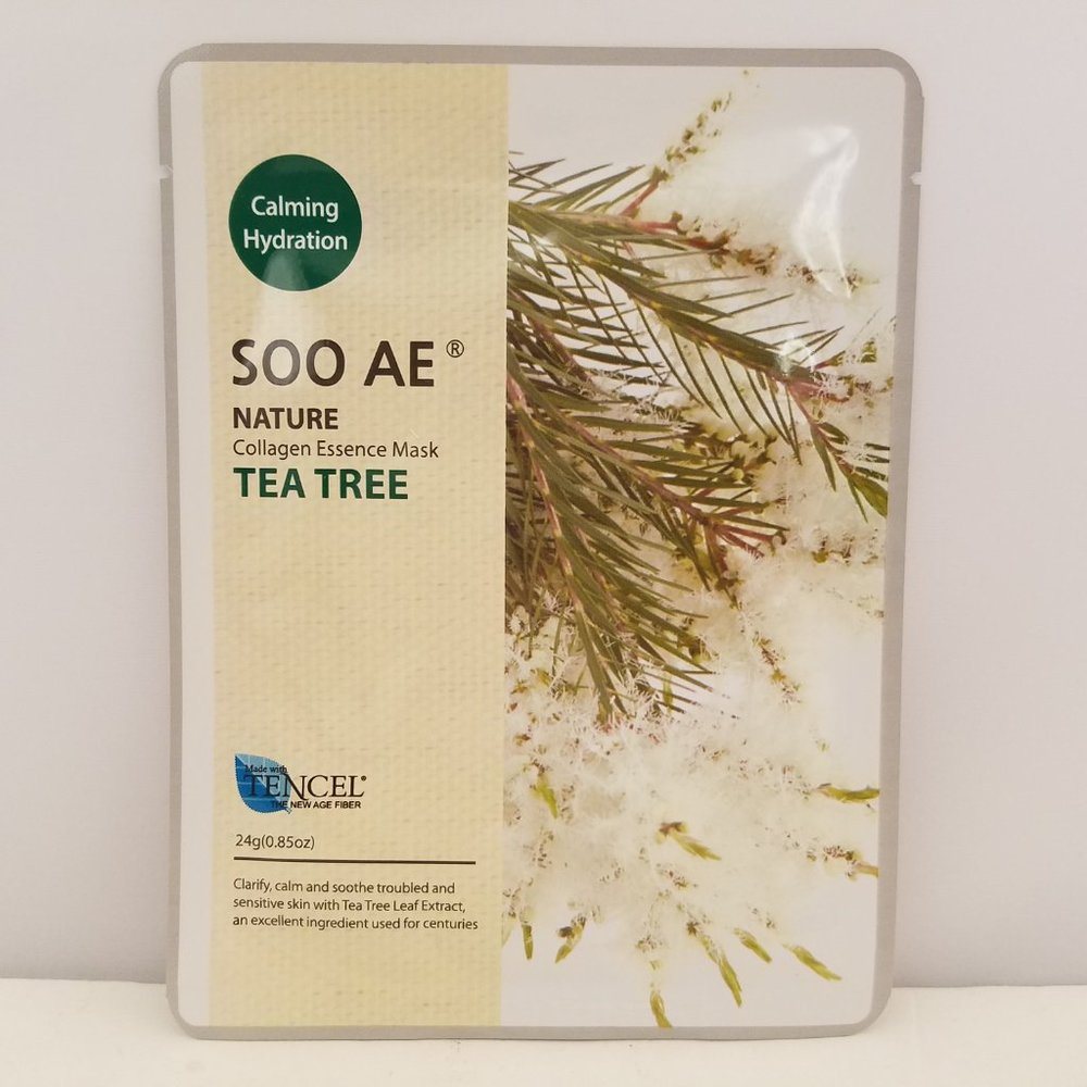 SOO AE Nature Collagen Essence Mask TEA TREE w/ TENCEL  3 Pack